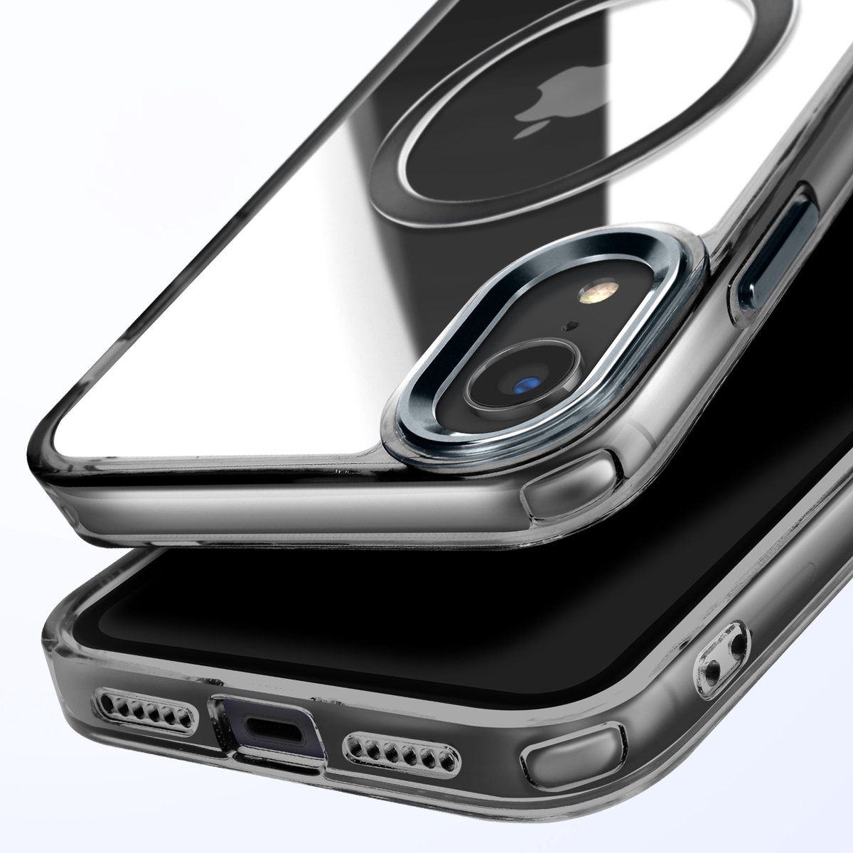 Avizar Beschermhoesje Geschikt voor Apple iPhone XR kristalkleur achterkant, Zwart