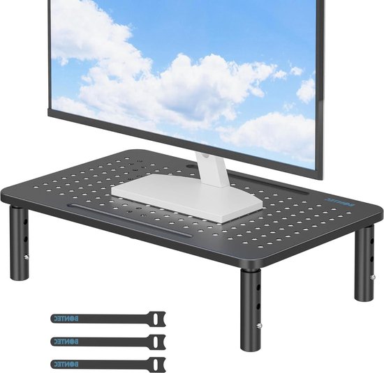 vidaXL Monitorstandaard verstelbaar 80x24x10,5 cm bewerkt hout zwart
