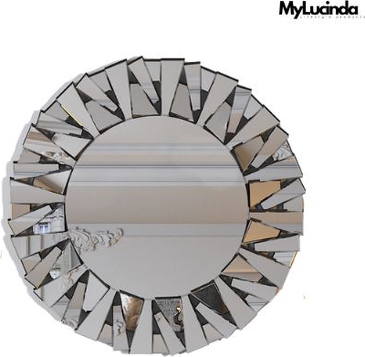 Mylucinda® Luxe Ronde Wandspiegel – Ø 80 cm – Zonnestraal Ontwerp – Decoratieve Spiegel vo