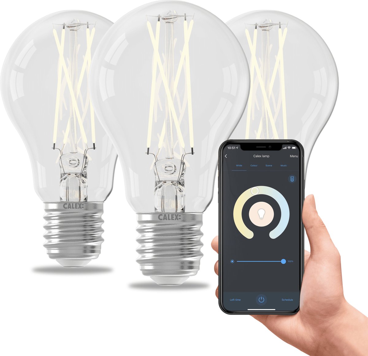 Bol.com Calex Slimme Lamp - Set van 3 stuks - Wifi LED Filament Verlichting - E27 - Smart Lichtbron Helder - Dimbaar - Warm Wit ... aanbieding