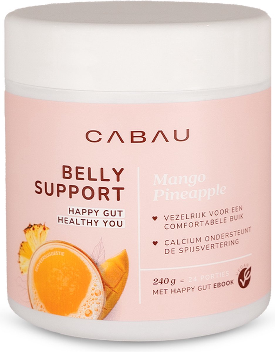 Cabau Belly Support - Mango Pineapple - 240 gram - 24 porties - Helpt bij een opgeblazen gevoel - Bron van vezels - Voor een soepele spijsvertering