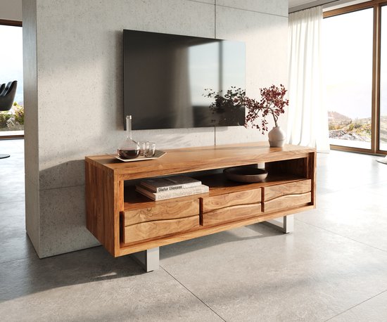 Tamaro TV-meubel, Laag Woonkamerdressoir, Woonkamerdressoir Voor Televisie 155x43h47 Cm Eiken En Wit
