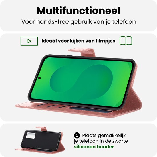 Étui pour Samsung Galaxy S25 Plus - Étui à rabat avec protection d'écran - Étui pour Samsung Galaxy S25 Plus - Or rose