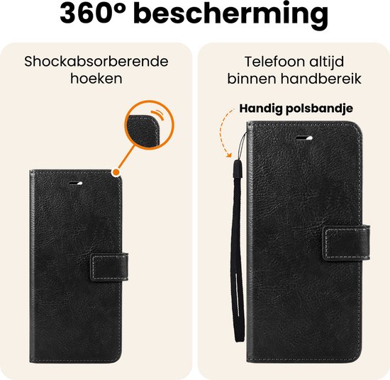 Étui pour Samsung S25 Bookcase à rabat avec protection d'écran - Étui pour Samsung Galaxy S25 Étui à rabat - Zwart