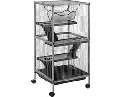Rattenkooi - Hamsterkooi Met Luxe Hangmat - Frettenkooi Op Wielen Met Verwijderbare Lade