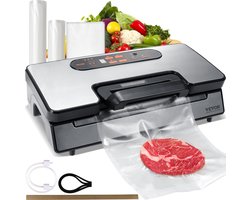VEVOR VacuüM Sealer 130w Vacuumsealer 90kpa Sealapparaat 30cm Seallengte Folie Sealapparaat voor Droog Of Vochtig Voedsel Incl 10x Vacuumzakken 2x Vacuumzakrollen en Slang