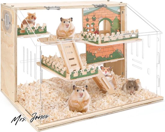 BUCATSTATE Hamsterkooi metaal - kleine dierenhabitats stapelbaar met diep hol kauwbestendig 100 x 50 x 52,5 cm voor dwerg (Syrische)-hamster, cavia en andere kleine dieren (wit