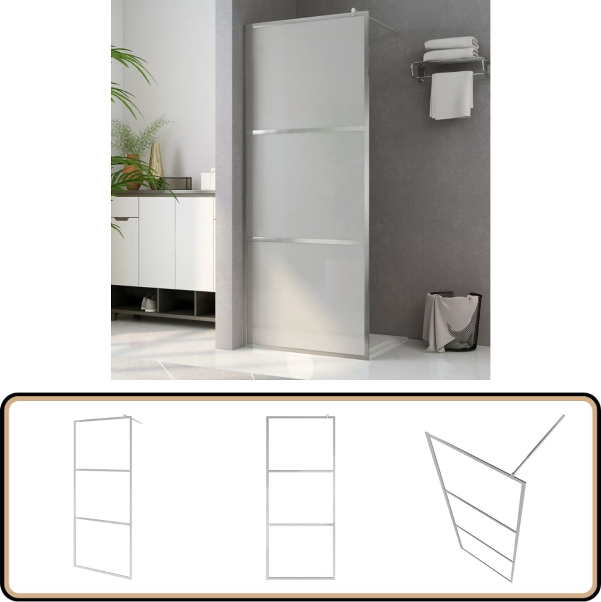 Paroi De Douche Verre ESG Transparent Doré 80x195 Cm - Neuve Sous Emballage