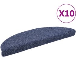 vidaXL Trapmatten - 10 stuks - 56x17x3 cm - Blauw Trapmatten - Antislip Trapmatten - Blauwe Trapmatten - Trappen Bekleden - Vloerbescherming