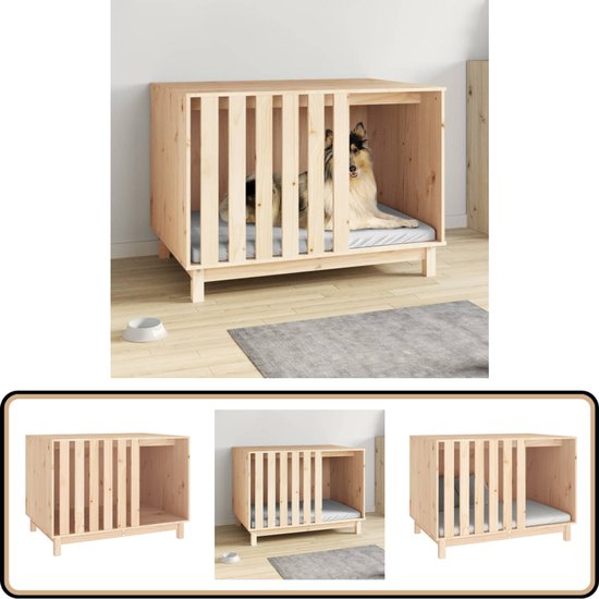 vidaXL Hondenhok - Massief Grenenhout - 100x70x72 cm Hondenhok - Hondenhuis - Grenenhout Hondenhok - Houten Hondenhok - Hondenverblijf