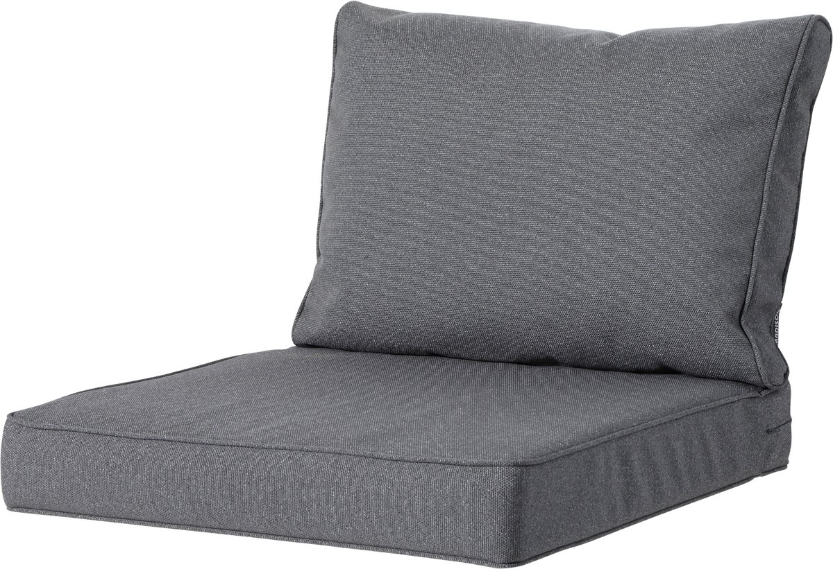 Madison Luxe Loungekussens set in Outdoor Manchester Grey, includes 4 cushions: 60x60 + 60x40cm, extra thick.