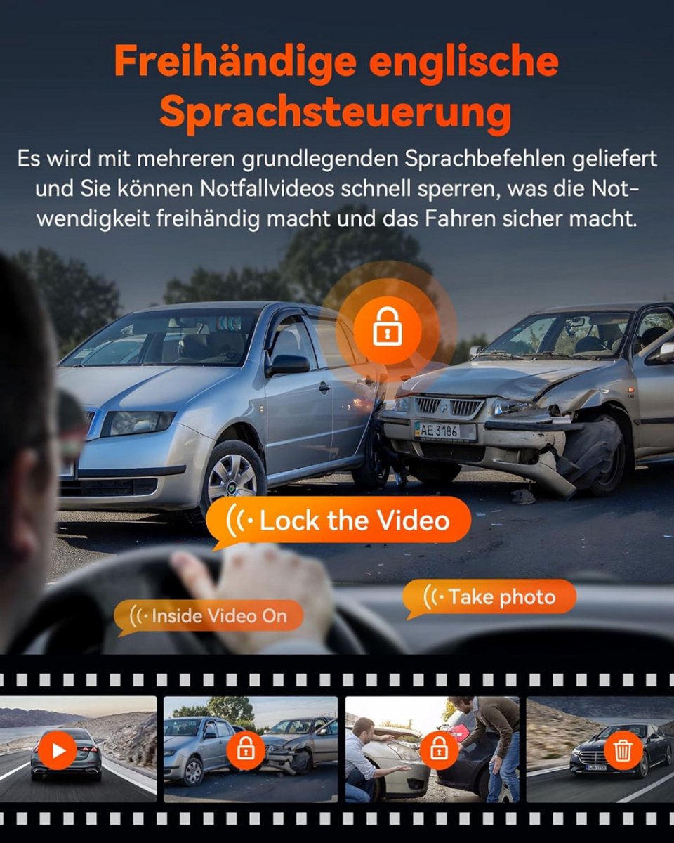 Dashcam - Daschcams - Auto - Camera - Vooruit - Achteruit - Video - Autobeveiliging - Parkeerbeveiliging - Recording - Dag en Nacht - Schadepreventie – foto 4