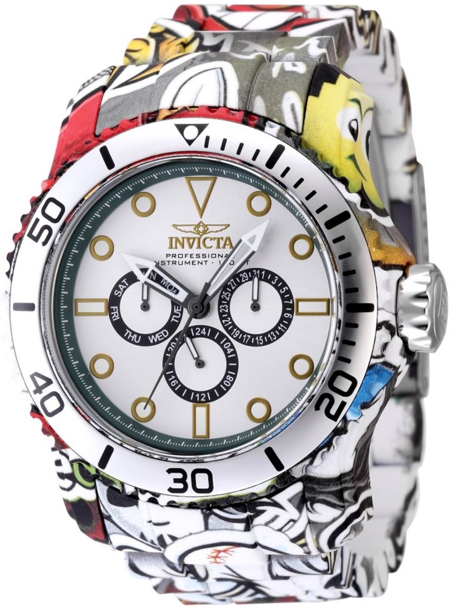 Invicta Pro Diver 47854 Heren Horloge - Waterdicht - Analoog - Quartz Uurwerk - Roestvrij Staal met zilveren Wijzerplaat - 49mm