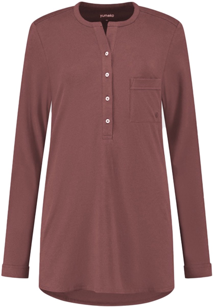 Yumeko pyjamashirt dames jersey evening roze l Evening Rose