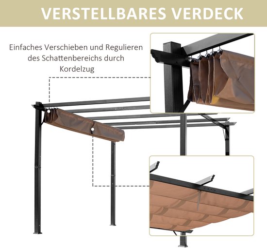 Garden Winds Ersatz-Baldachin Für Outsunny Pergola 84C-093 - RipLock 350, Beige, Wasserabweisend
