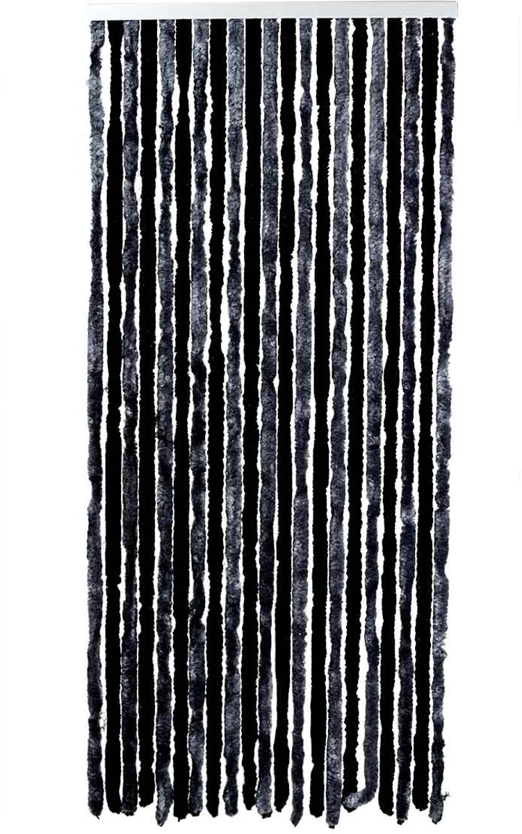 Happy Rhino - Vliegengordijn Chenille Gemeleerd Lichtgrijs Donkergrijs - 90 x 205 cm - Hordeur