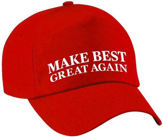 Casquette rouge avec le texte blanc 'MAKE BEST GREAT AGAIN'