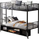 Bol.com Merax Stapelbed Metaal 90x200 cm – Zwart – Kinderbed met Schoenenkast en Kastjes – EN747 Veilig – Ruimtebesparend Bed me... aanbieding