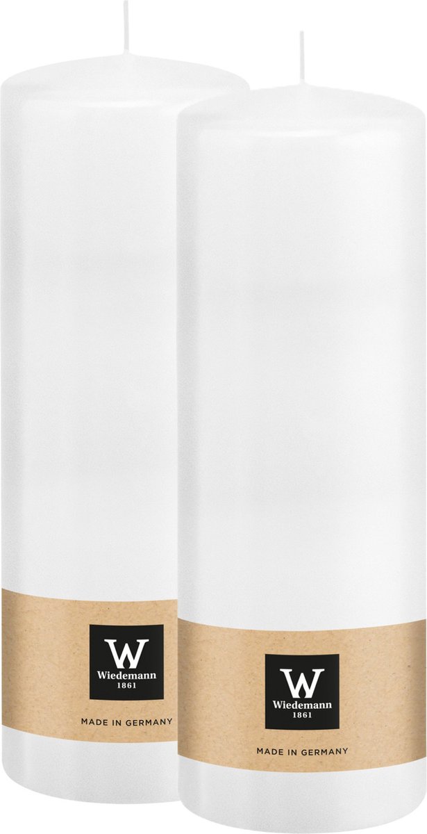 Wiedemann Cilinderkaars/stompkaars - 2x - wit - 20 x 7 cm - 103 branduren - zuilkaarsen