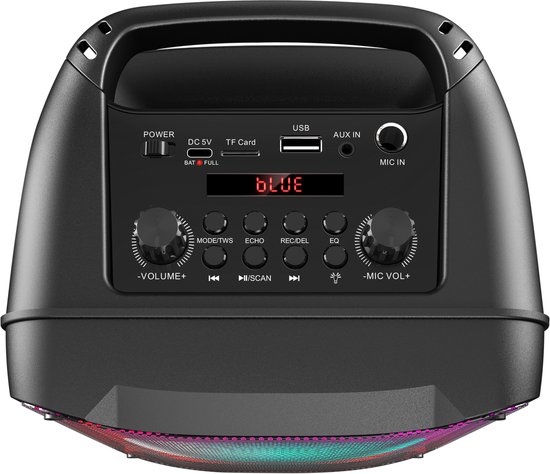 Kodak Portable Party Speaker PRPS-1775 - Double Woofer 4 ”, Bluetooth, TWS, USB / TF, AUX Input & Karaoke Mic, Disco Light Effects, 3000mAh Battery, Wireless Microphone Inbegrepen - Zwart — afbeelding 3