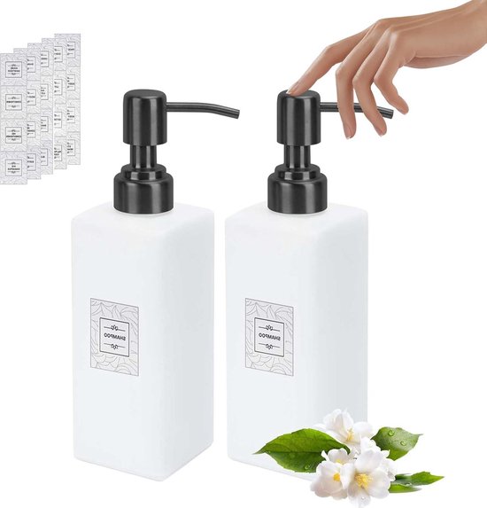 3-pack Navulbare Shampoo- en Conditioner Dispenser, Plastic Lege 3-pack Navulbare Shampoo- en Conditioner Dispenser, Plastic Lege