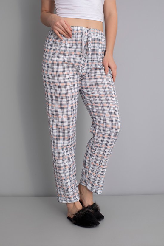 pyjama voor dames, lange geruite pyjamabroek, elegante