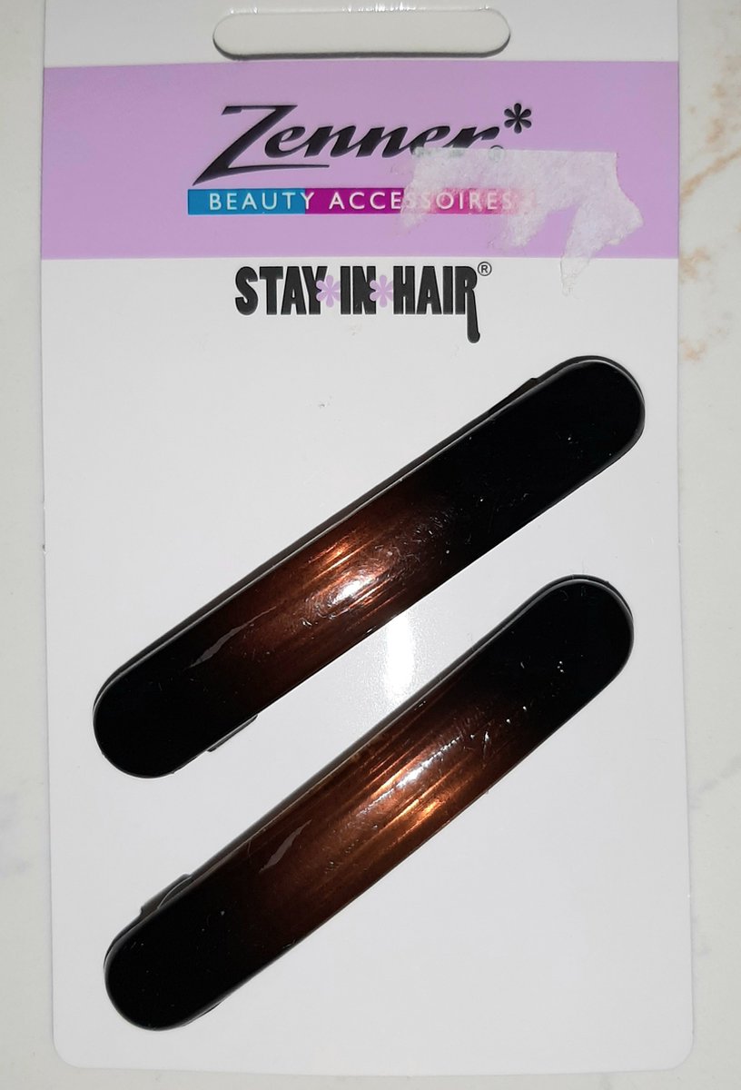 Zenner - 2 medium haarspelden - bruin transparant - stay in hair - art 004875 - 6,5 cm x 1 cm
