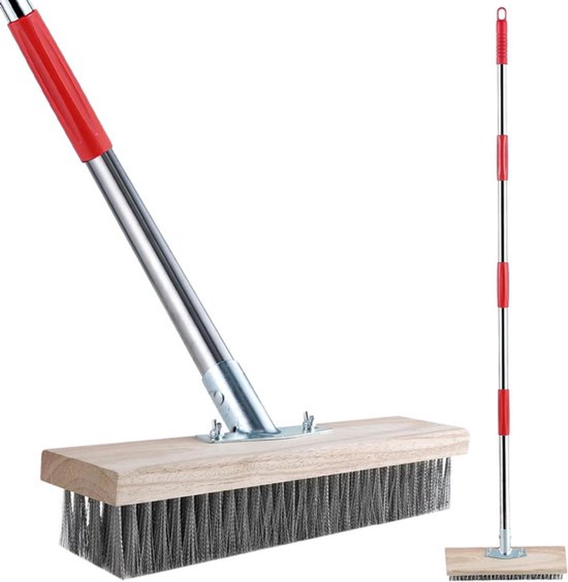 Bezem met Telescoopsteel(145cm) - Onkruid Mos Hardnekkige Vlekken - Patio Terras Tuin