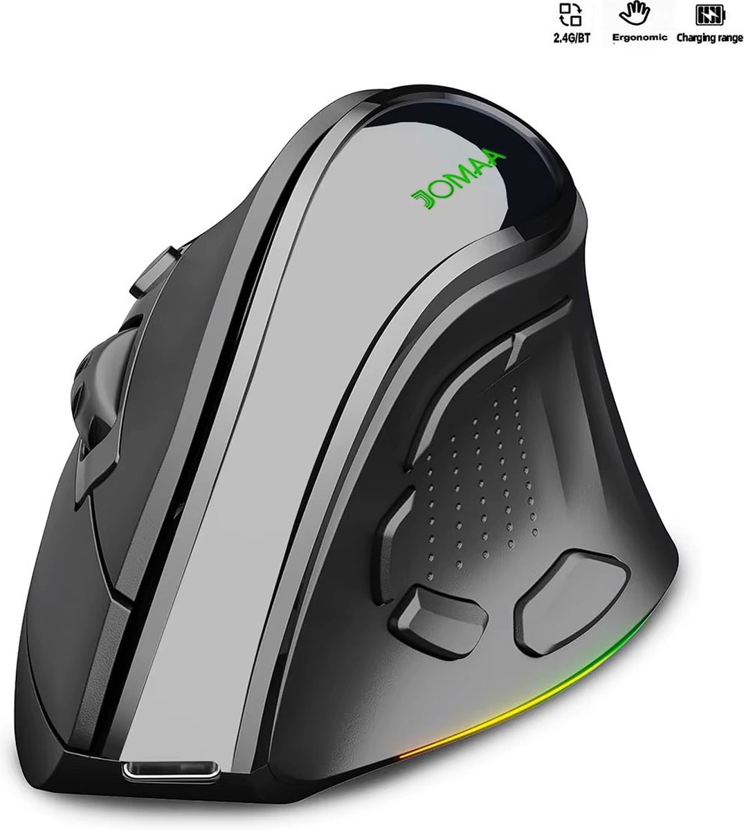 Ergonomische Draadloze Muis met RGB-verlichting, 9 Knoppen en 4000 DPI – Dual Mode (Bluetooth & 2.4GHz) voor Superieure Prestaties en Comfort