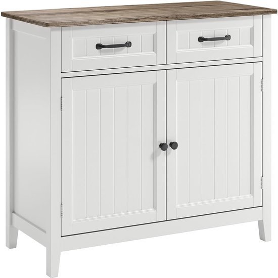 HOCSOK Dressoir keukenbuffet met werkbladen, keukenkast 2 laden en 4 deuren voor keuken, woonkamer, hal en eetkamer