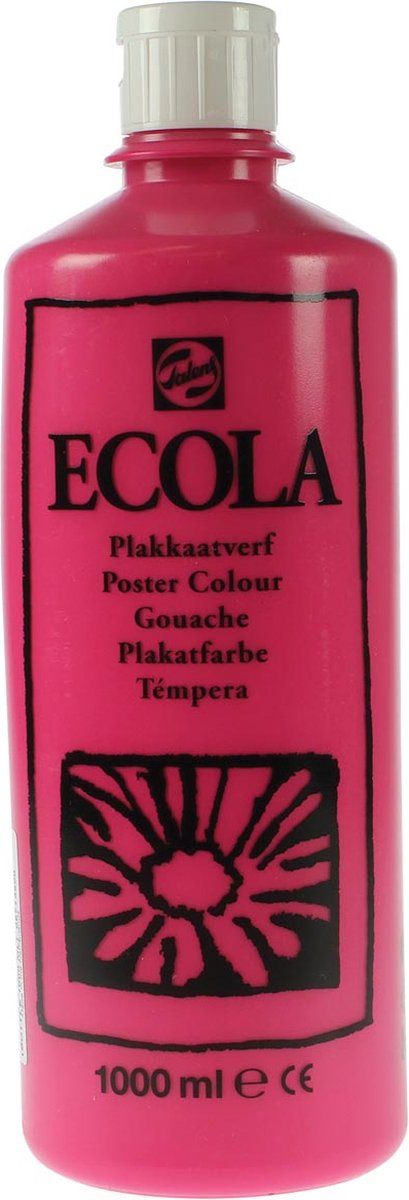 Talens Ecola plakkaatverf flacon van 1000 ml, tyrisch roze (magenta) 4 stuks