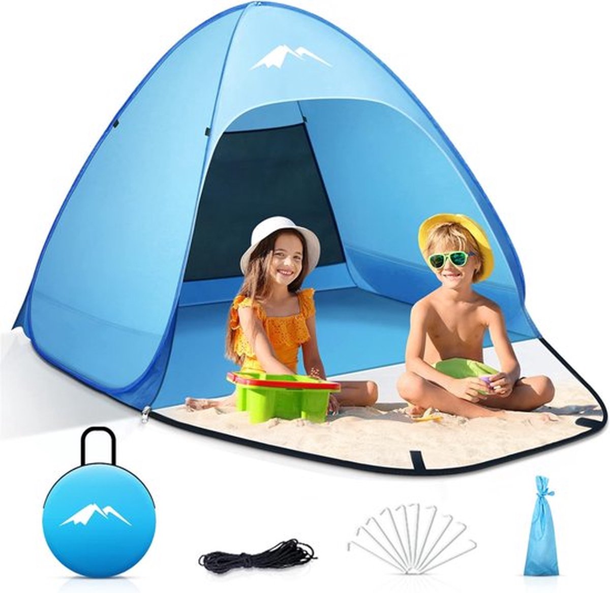 Pop up tent - Tent - Strandtent 2 Seconden - Maat S (voor 1-3 personen) met dubbele rits - UV-bescherming - Draagbaar en extra licht, voor tuin, barbecue, wandelen
