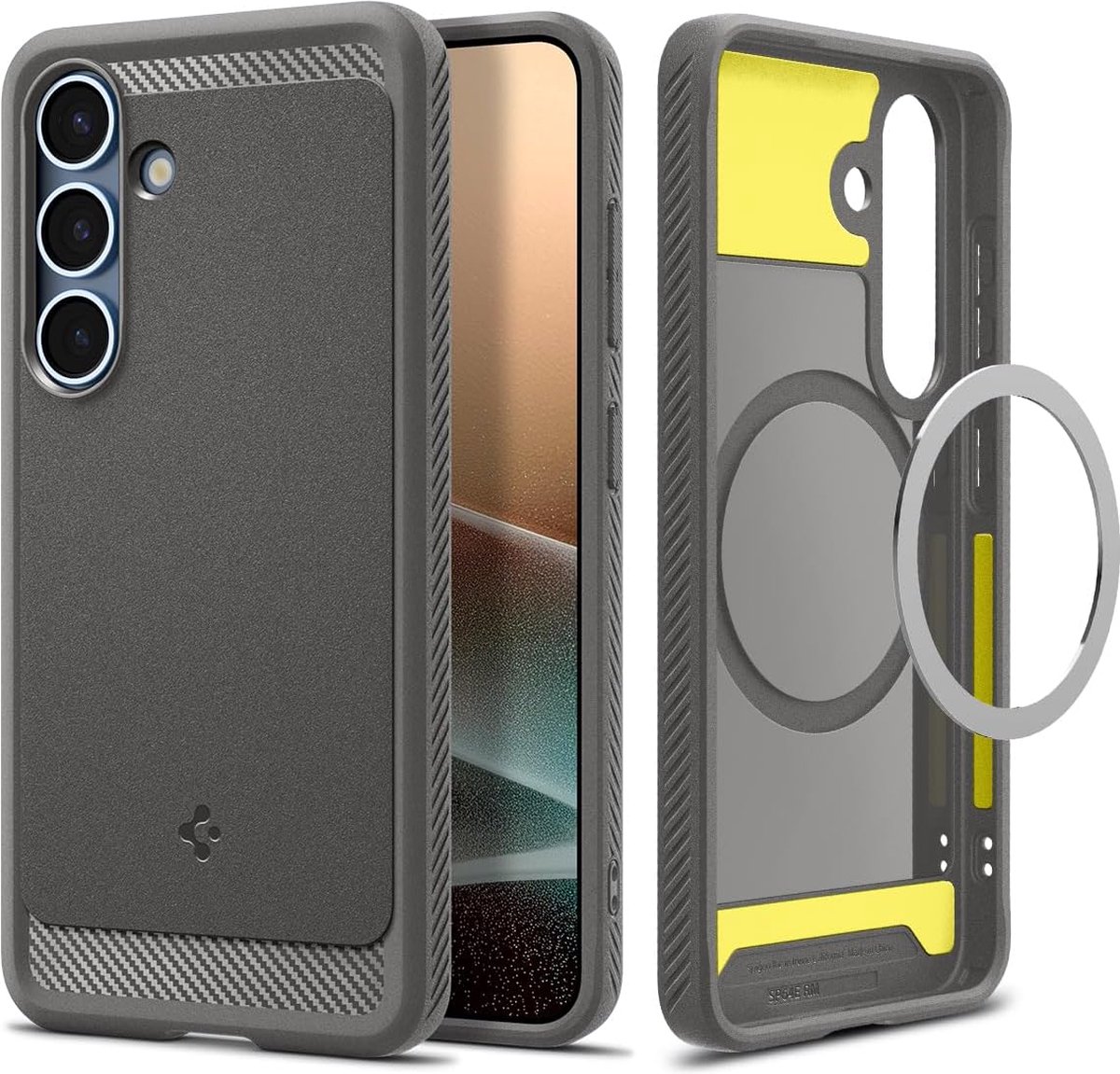 Spigen Geschikt voor Samsung Galaxy S25 - MagFit - Rugged Armor - Back Cover Hoesje - Grijs