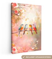 Tableau sur toile 20x30 cm - Décoration murale Vogels - Branche colorée - Décoration murale salon - Décoration chambre - Accessoires chambre - Peintures sur toile