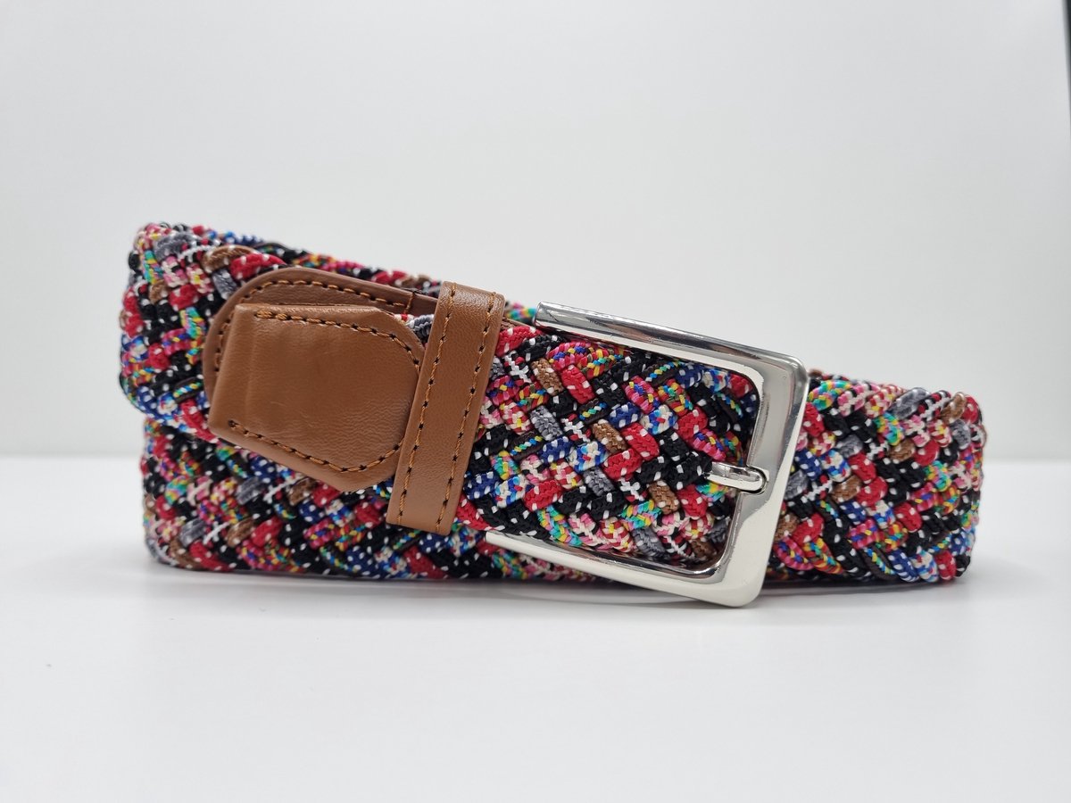 Elastische riem - gevlochten broekriem - dames en heren riemen - kleur Multicolour Woven 105 cm