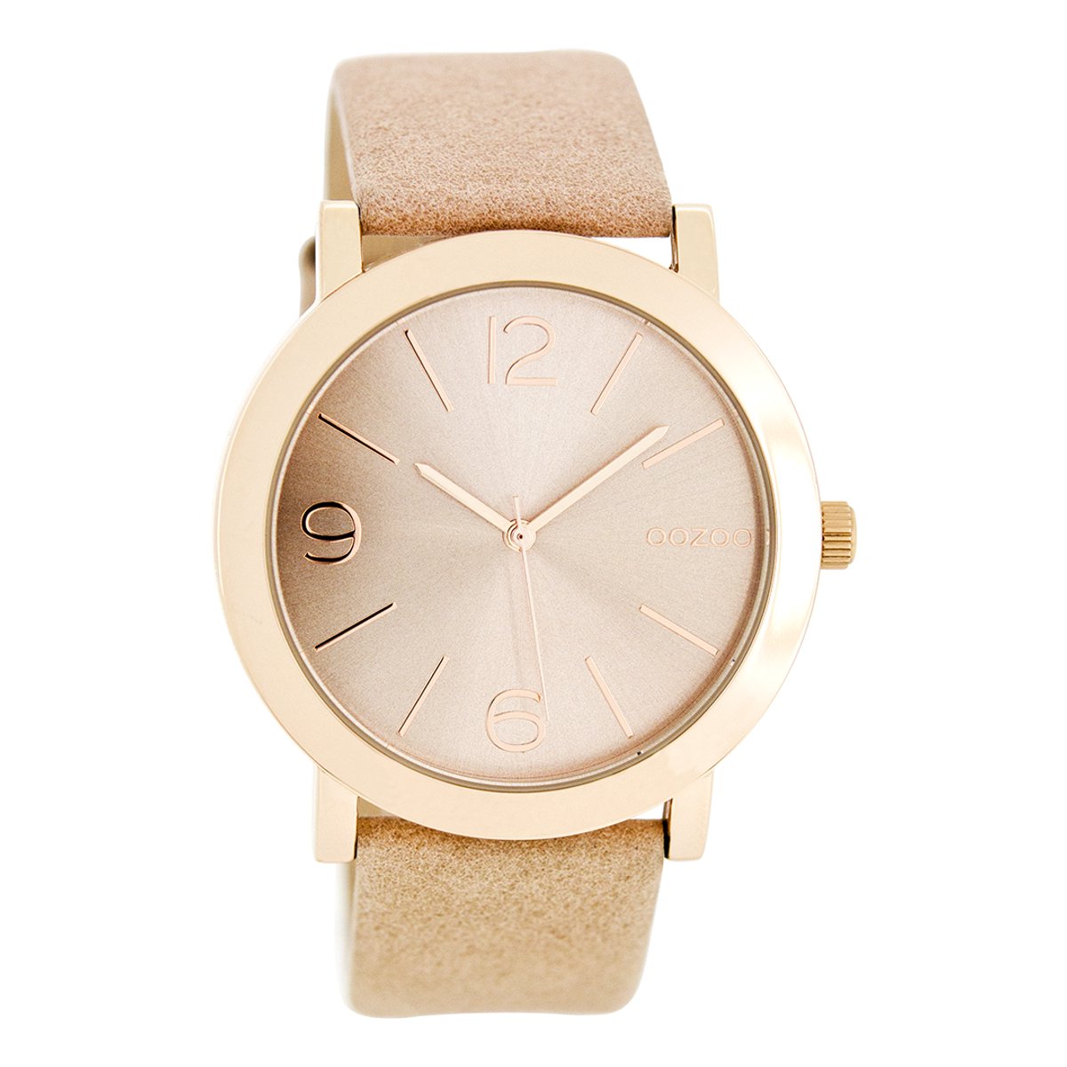 OOZOO Timepieces - Rosé goudkleurige horloge met oud roze leren band - C8711