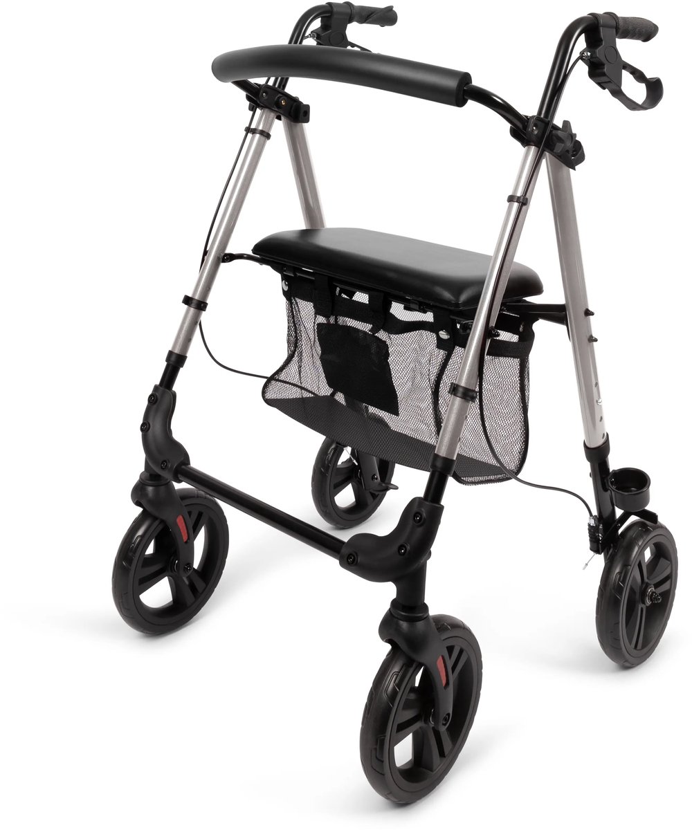 Goedkoopste Parvum Nova - Lichtgewicht en opvouwbare rollator (6,9 kg) - Handgrepen én Zithoogte instelbaar - Inclusief Handig Mandje en Stokhouder - Met Parkeerrem en Zachte Zitting - Grijs
