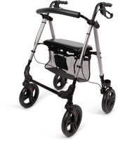 Parvum Nova - Lichtgewicht en opvouwbare rollator (6,9 kg) - Handgrepen én Zithoogte instelbaar - Inclusief Handig Mandje en Stokhouder - Met Parkeerrem en Zachte Zitting - Grijs