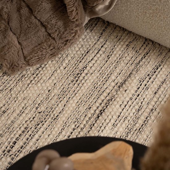 Tapis carré en laine - Ulstein blanc/noir 200x200 cm