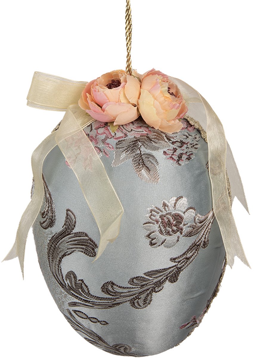 Clayre & Eef Paashanger Ei Ø 15x21 cm Blauw Textiel
