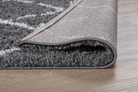Tapis à poils longs carreaux Habitat - gris/blanc 240x340 cm