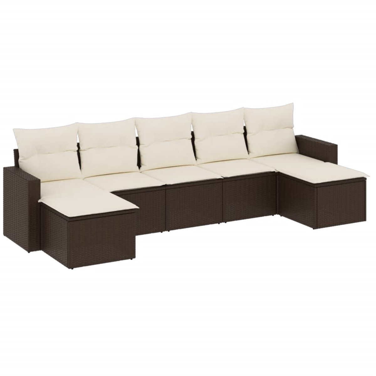 Bruine poly rattan loungeset met kussens voor buiten - Tuinmeubels.