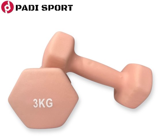 Padisport dumbells roze - 3kg dumbells - gewichten voor thuis - handgewichten - Halter - Gewichten
