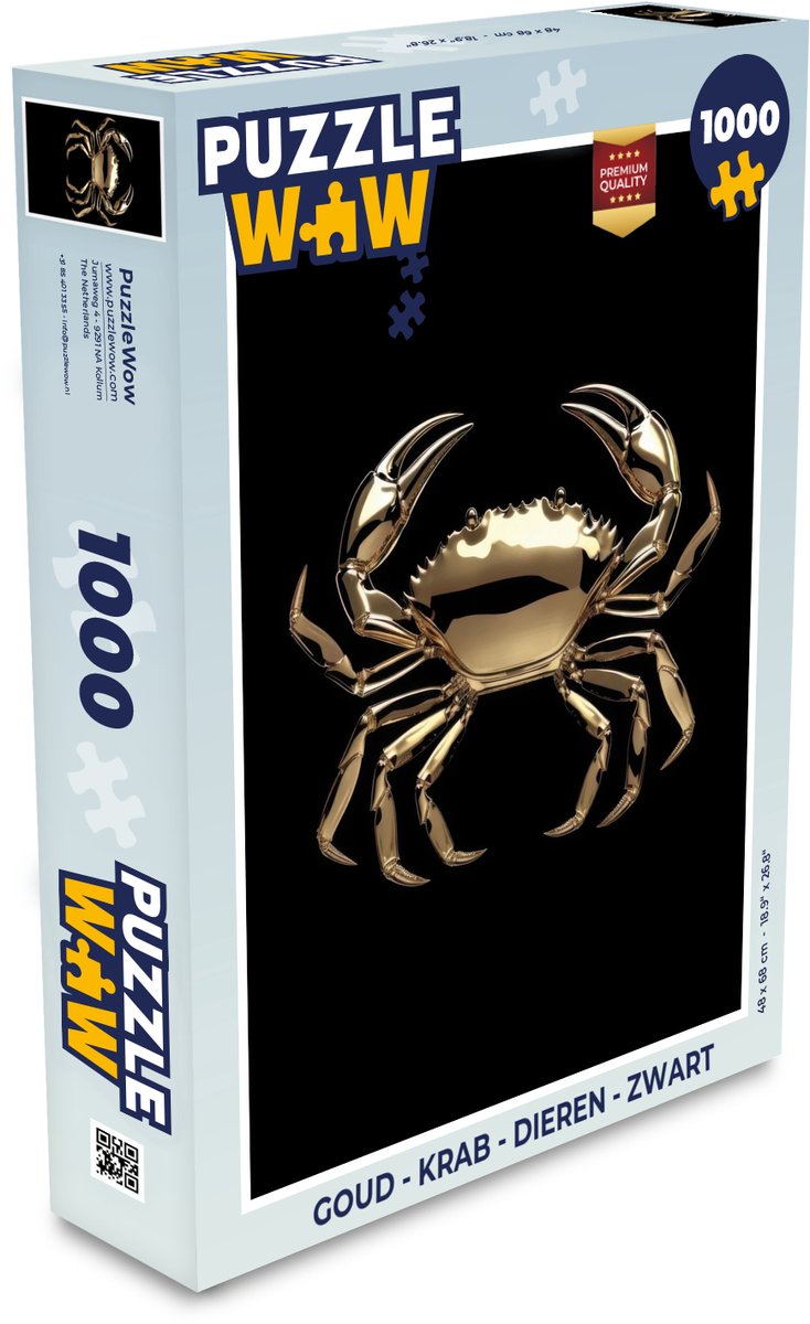 Puzzel Goud - Krab - Dieren - Zwart - Legpuzzel - Puzzel 1000 stukjes volwassenen