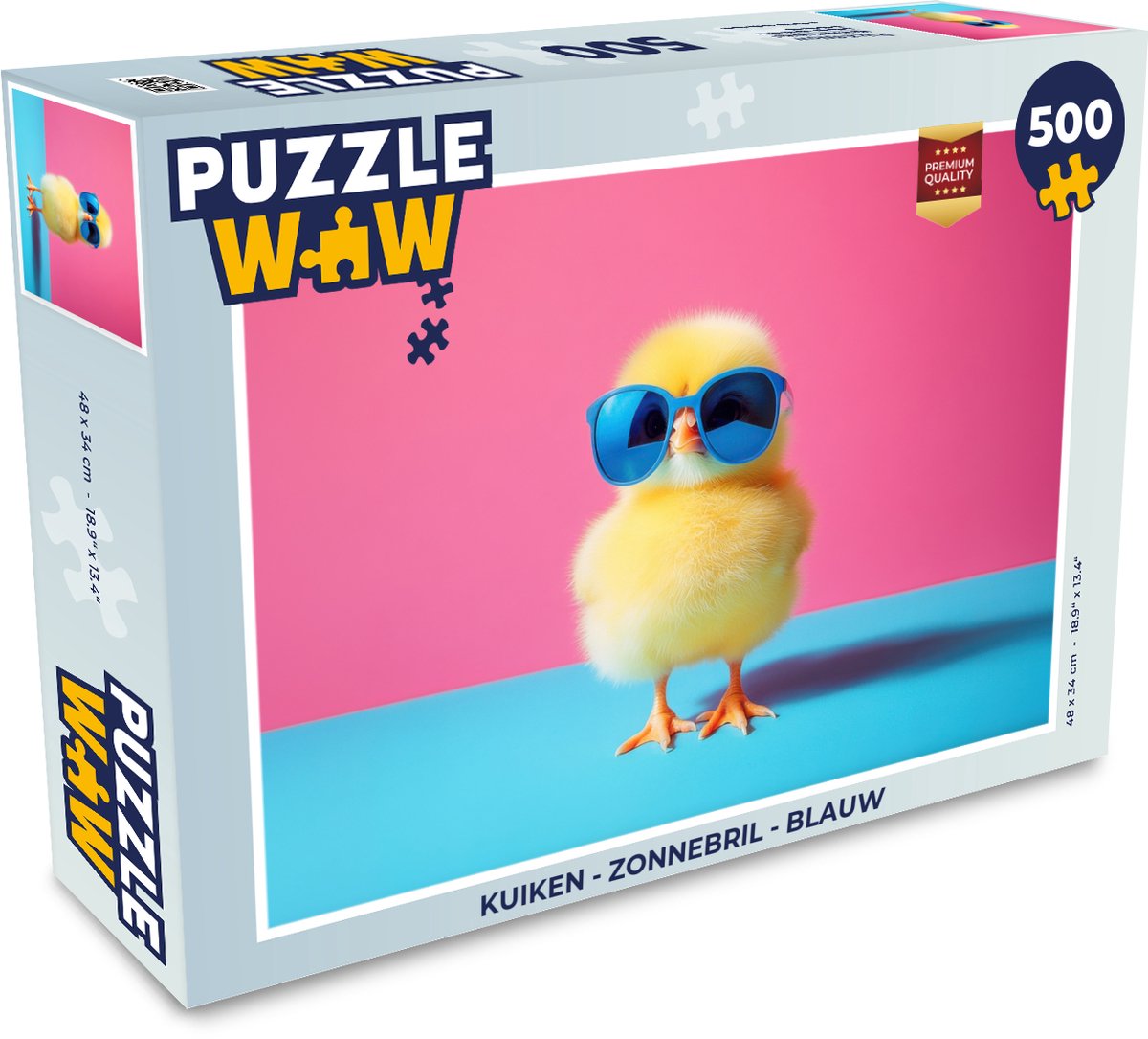 Puzzel Kuiken - Zonnebril - Blauw - Legpuzzel - Puzzel 500 stukjes