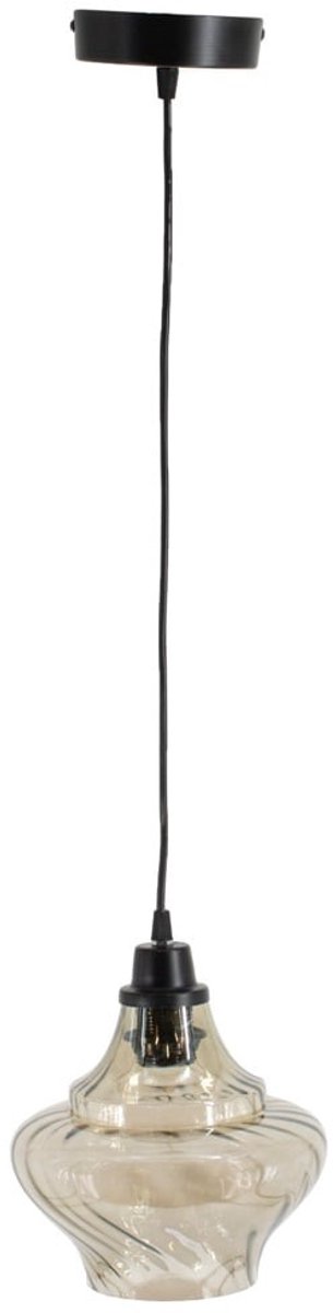 Hanglamp - Hanglamp Eetkamer - Hanglampen Woonkamer - Hanglamp Slaapkamer - Vintage - Glas - Zwart