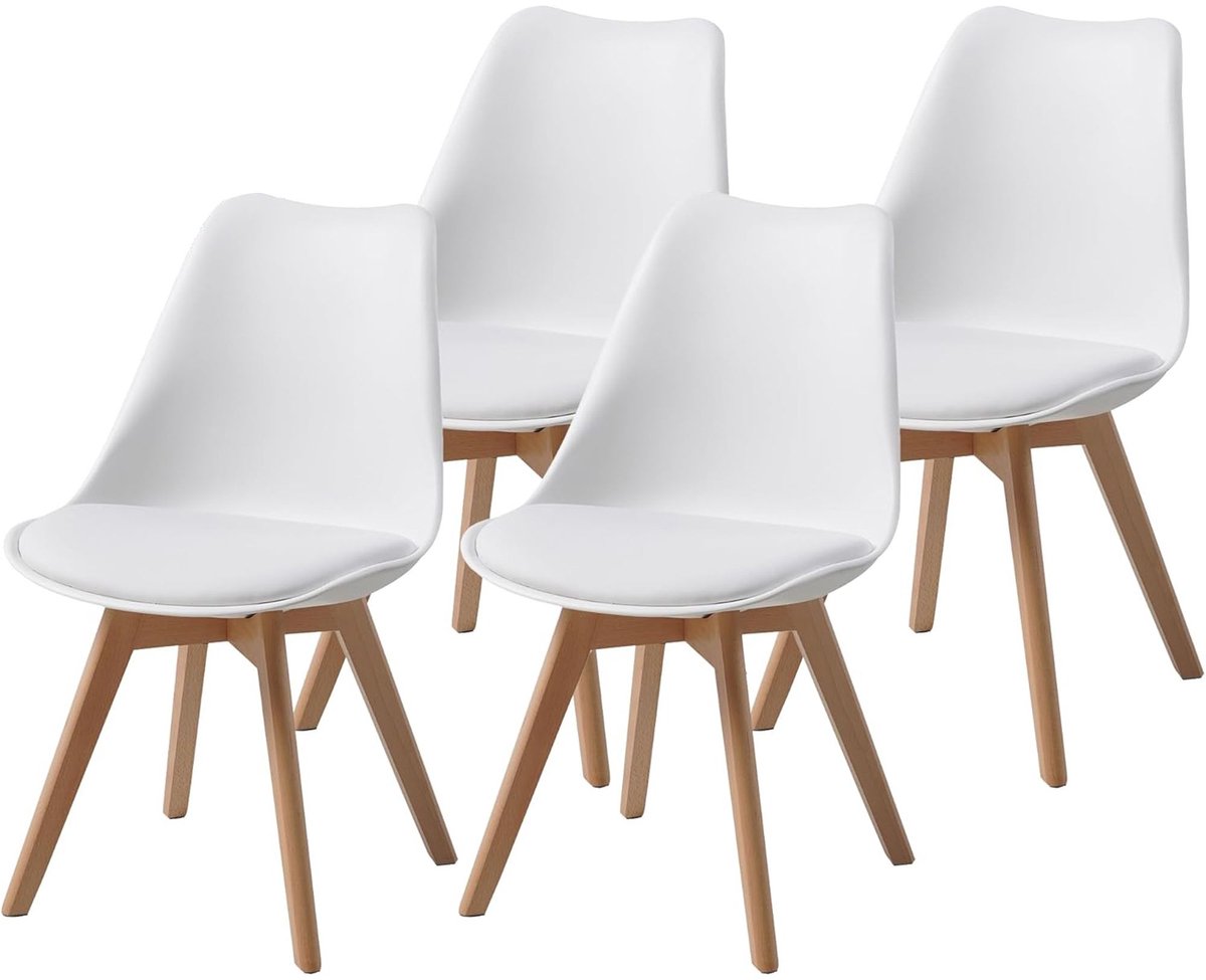 ApexArte® Eetkamerstoelen set van 4 - Eetkamerset - Extra Comfortabel - Wit