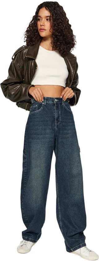 Trendyol Zwarte, Duurzamere, Losvallende, Hoge Taille, Losse Baggy Jeans Twoaw24Je00308