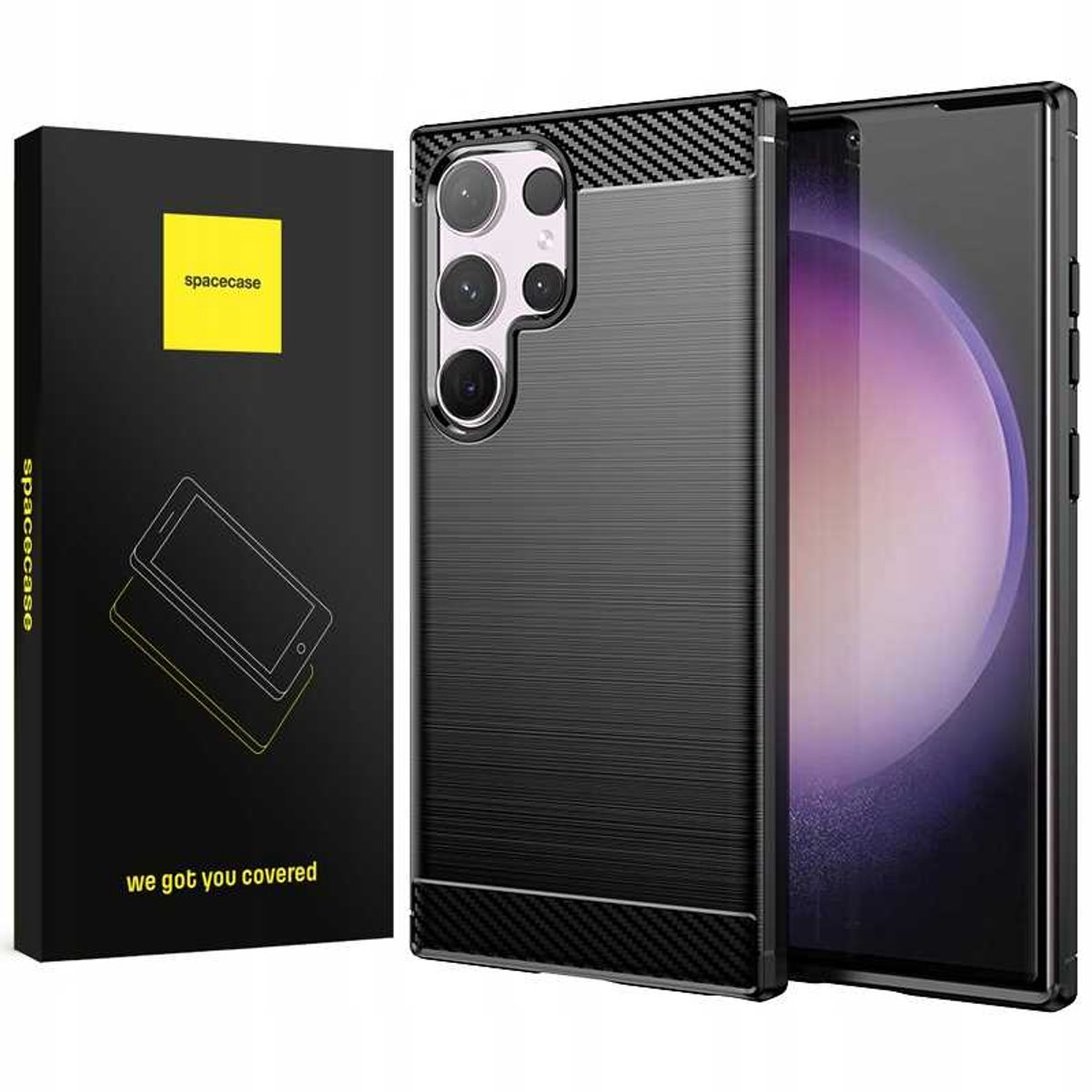 Spacecase Case Carbon Cover Voor Samsung Galaxy S24 Ultra Zwart