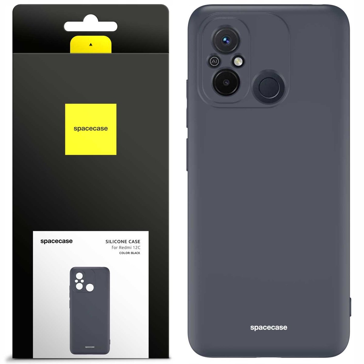 Spacecase Siliconen Hoesje Voor Xiaomi Redmi 12C Telefoon Zwart